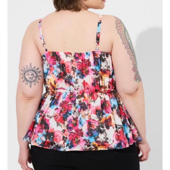 🆕 Floral Chiffon Clip Dot Ruffle Tie Waist Tank Top 3 3X 22 24 NWT Torrid New! - Picture 3 of 6